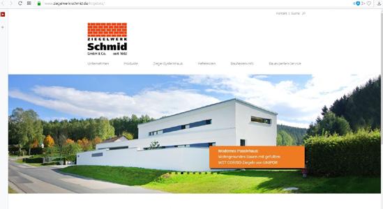 ZEIT FÜR (DIGITALE) VERÄNDERUNGEN Das Ziegelwerk Schmid glänzt mit einer neuen Unternehmens-Website: Die Homepage des Bönnigheimer Baustoffherstellers wurde modernisiert und an das Design des