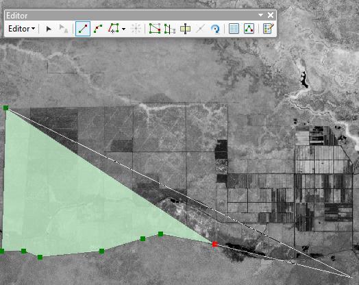 On-screen digitization of the identified structure in a GIS (green polygon) Final product: map