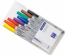 mittel; Spitzenbreite: 0,8-1,0 mm; iment zu 8 Farben in Plastiketui. Inhalt: je 1 Stift rot, blau, grün, schwarz, braun, orange, gelb, violett. 06.