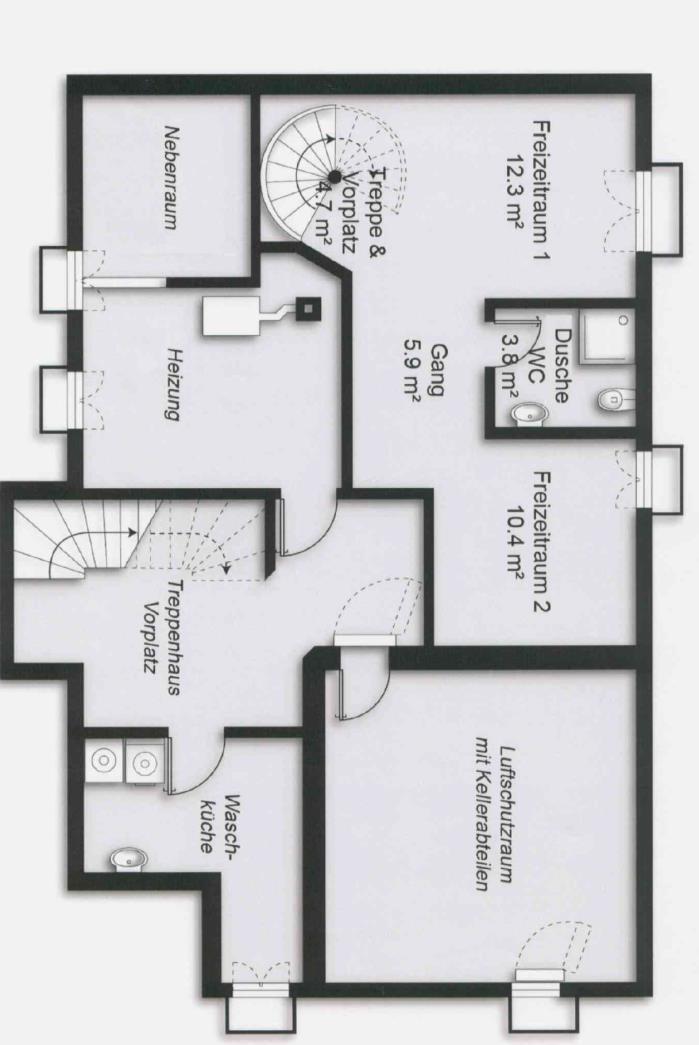 Wohnungsplan Wohnung 2 im 1. OG Zimmer 1 13.6 m² Zimmer 2 12.