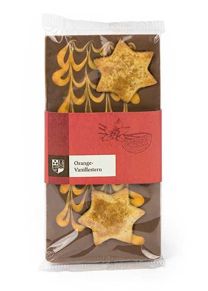 2333 Tafelschokolade "Orange-Vanillestern" Vollmilch - 100g 07.09.2017 1 von 3 Produkt-Abbildung: 1.