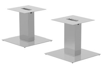Die Größe der Fußplatten können individuell an die Tischplattenabmessungen angepasst werden und das Kabelmanagement ist vollständig im Fuß integriert.