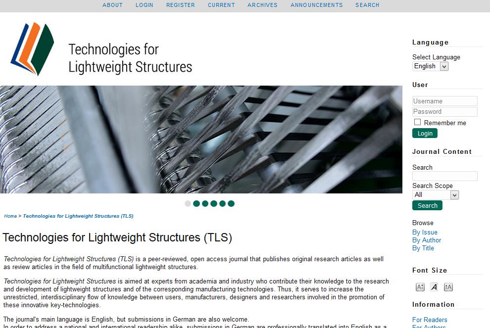 Service Technologies for Lightweight Structures: URL: www.lightweightstructures.