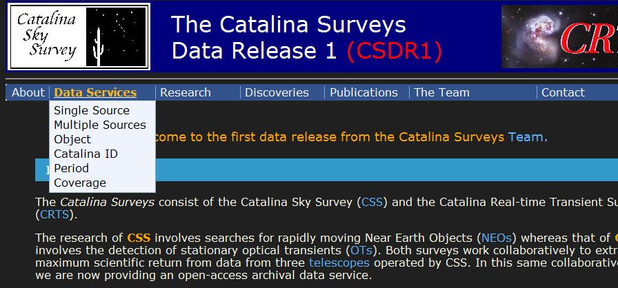 Datamining im Catalina Sky Survey - eine Kurzanleitung Stefan Hümmerich Die Aufgabe des Catalina Sky Survey (CSS) ist die Erfassung sogenannter NEOs ( Near Earth Objects ) - Asteroiden, Kometen und