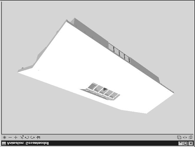 4.9 Gebäudemodell Dach 307 6. Um das Ergebnis zu überprüfen, rufen Sie eine Isometrie oder Animation auf, siehe Abbildung 4.213. Abbildung 4.213: Dachhaut mit einer Aussparung für das Oberlicht 7.