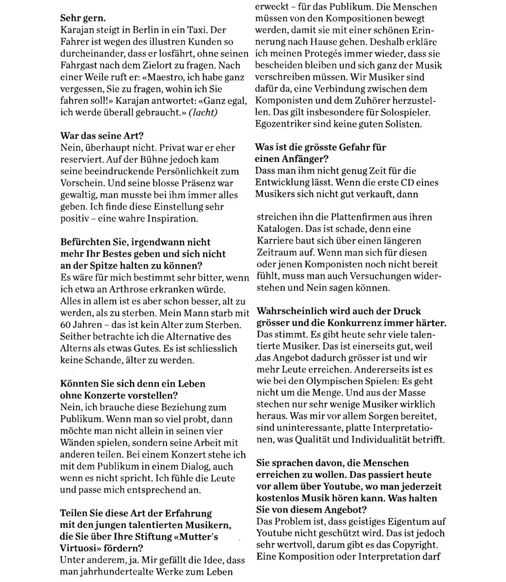 Migros-Magazin Ausschnitt Seite: 3/5 Sehr gern. Karajan steigt in Berlin in ein Taxi.