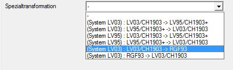 4.1.1 Spezialtransformation RGF93 Als Anwendung wurden folgende Spezialtransformationen neu definiert: Spezialtransformation LV03/CH1903 -> RGF93 RGF93 -> LV03/CH1903 Beschreibung Umwandlung von LV03