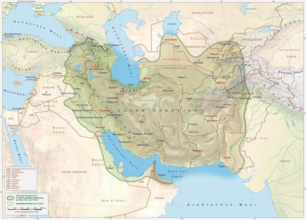 Spezialkarten Karte des Sasanidenreichs um 270 n. Chr.