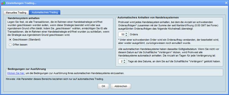 Wählen Sie Ihre Strategie aus, klicken Sie dann auf die Schaltfläche Für automatisierten Handel vorbereiten, um das Fenster ProOrder AutoTrading zu öffnen: 4.