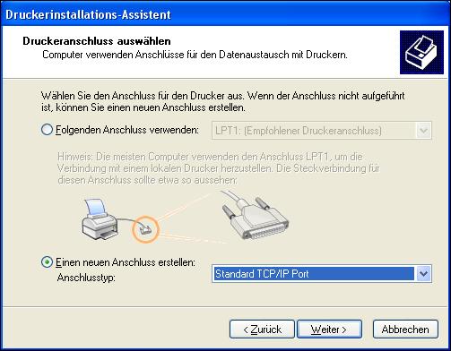 EINFÜHRUNG UND ERSTE SCHRITTE 10 Schritt 3 Installieren der PostScript-Druckertreiber für TCP/IP-Druckfunktionalität HINWEIS: Beim folgenden Installationsvorgang wird Port 9100 verwendet.