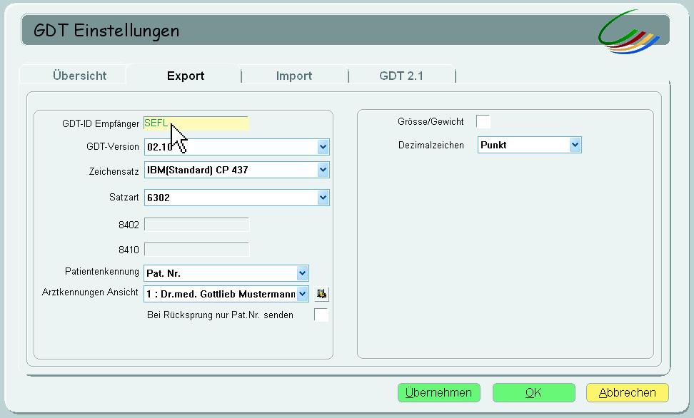 Software seca 101 ein: Dateiname Export (ShortnameServer): SEFLDRPC.