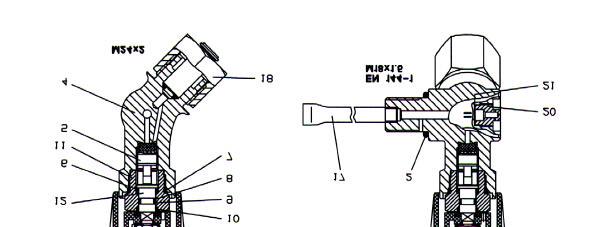 DrägerDolphin / Winkelventil M18x1.5 NITROX Pos. Teile Nr.