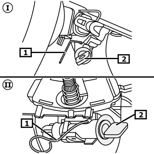 Steckverbindung - Zündschloss trennen. Abbildung 4 Zündschlüssel in Stellung II drehen. Arretierung für Zündschloss mit einem geeigneten Werkzeug lösen. (1) Zündschloss ausbauen.