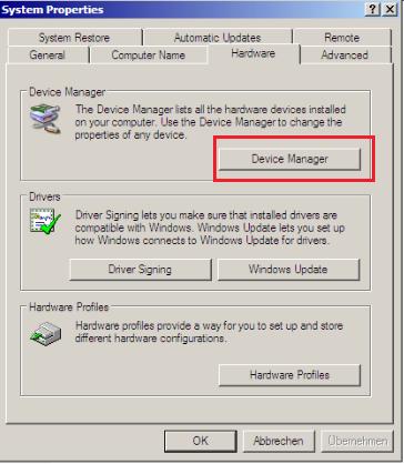 Klicken Sie auf die Schaltfläche <Geräte-Manager/Device Manager>.