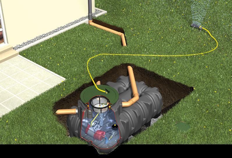 REGENWASSERNUTZUNG KOMPLETTPAKETE Die komfortable Profilösung für die Gartenbewässerung Komplettpaket Garten-Komfort mit Flachtank Platin oder Erdtank Carat 1 Höchster Komfort durch automatisch