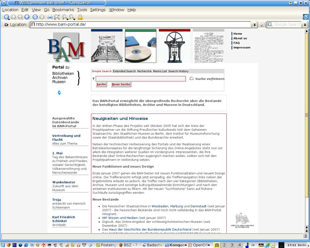 BAM-Portal: Homepage Die Veröffentlichung