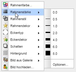 Es wird dabei eine Auswahl von Linienstärken angeboten.