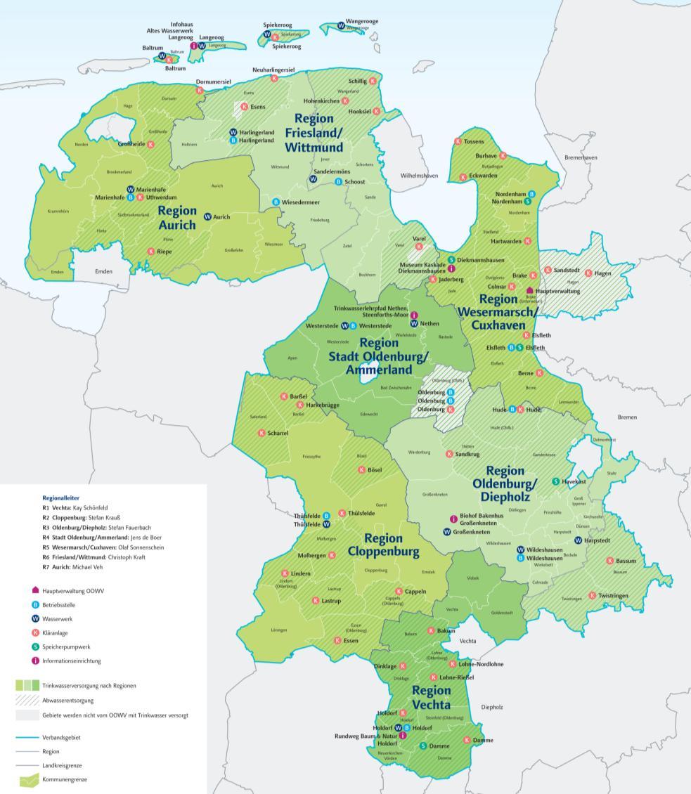 Der OOWV Wasser- und Bodenverband - Regionalstruktur Körperschaft öffentlichen Rechts Gründungsjahr Gebiet Einwohner 1948 (70 Jahre) 7.860 km² 1,1 Mio.