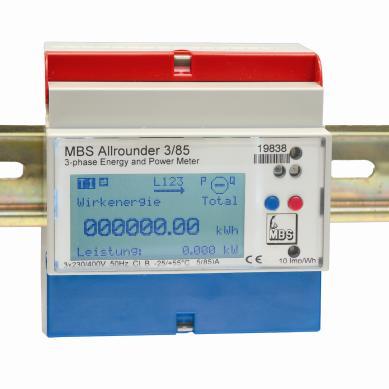 MBS Allrounder 3-Phasen Energiezähler Merkmale / Nutzen - Direktanschluss bis 85 A oder Stromwandleranschluss für x/1 A und x/5 A (bis zu 4000/1 A und 20000/5 A) - Genauigkeitsklasse B gemäß EN