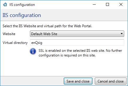 Installation des Web Portals Bild 6: Auswahl der Website und des virtuellen Verzeichnisses in das das Web Portal installiert werden soll Fehlende Windows