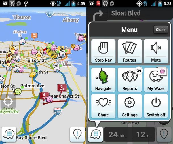 Beispiel Waze App Navi App mit Staumelder Mobile App, 2013 von