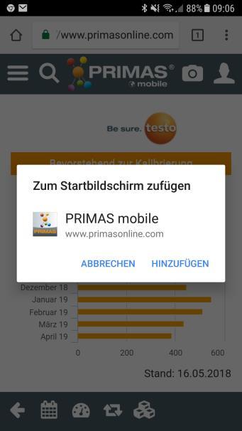 PRIMAS MOBILE Erster Start von PRIMAS mobile 1.