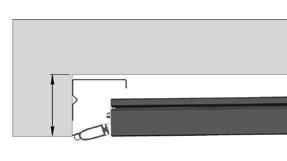 Garagenhöhe, mindestens = BRH + 85 mm Höhe unter den seitlichen Schienen = BRH 142 mm Montage C: Das Torblatt verschwindet hinter dem Sturz Montage D: mit fester Blende
