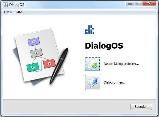DialogOS starten Im Speicherordner Auf Windowsrechnern zunächst: chcp65001, um auf