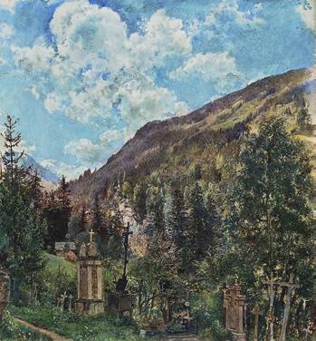 1905 Friedhof in Bad Gastein, 1898 Cemetery in Bad Gastein Bleistift,