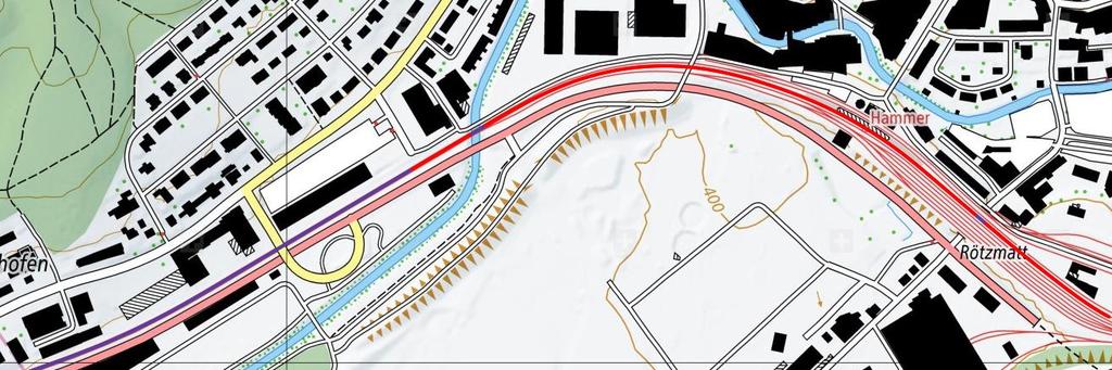 Gestaltungsplan Olten Südwest, Lärm-Gutachten 16 4 Ermittlung und Beurteilung Bahnlärm 4.1 Emissionen Bahnlärm Situation Bahn-Emission aus: map.geo.admin.
