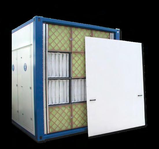 Unterdruckhaltegeräte Unterdruckhaltegerät Compact 50000 Unterdruckhaltegerät als Containeranlage zum Abfiltern asbestkontaminierter Raumluft über eine 3-stufige Filtereinheit.
