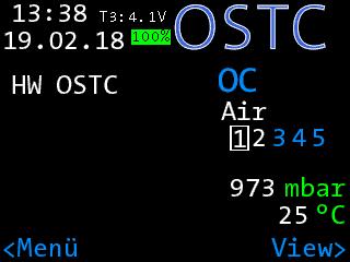 3.3. Die Betriebsarten des OSTC Im Hauptmenü können Sie unter Deko Einstellung auswählen, ob Sie den OSTC zum Gerätetauchen, CCR-Tauchen, pscr-tauchen, Apnoetauchen oder als Tiefenmesser (Gauge)