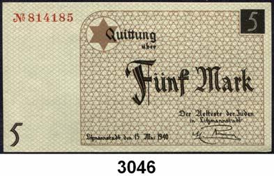.. 50,- L A G E R G E L D 3045 Litzmannstadt, 50 Pfennig, 1 und 20 Mark. Ros.