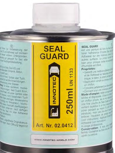 Untergründen geeignet. Seal Guard reicht bei einer Auftragsbreite von 5 cm für ca. 46 Laufmeter Verklebungsstrecke.