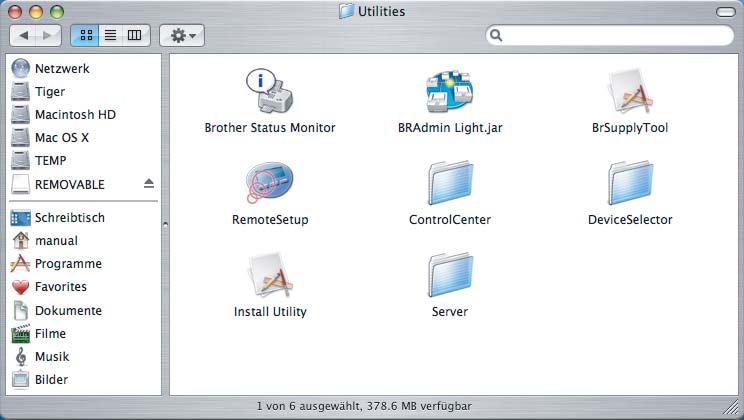 Für Netzwerkbenutzer 2 Konfigurationsprogramm BRAdmin Light (für Mac OS X) BRAdmin Light ist ein Dienstprogramm für die Erstinstallation von netzwerkfähigen Brother-Geräten.