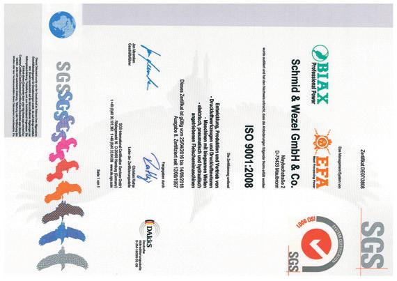 Schmid & Wezel ist ISO zertifiziert: BIAX Hilsbach BIAX arbeitet seit vielen Jahren mit spezialisierten Systemintegratoren