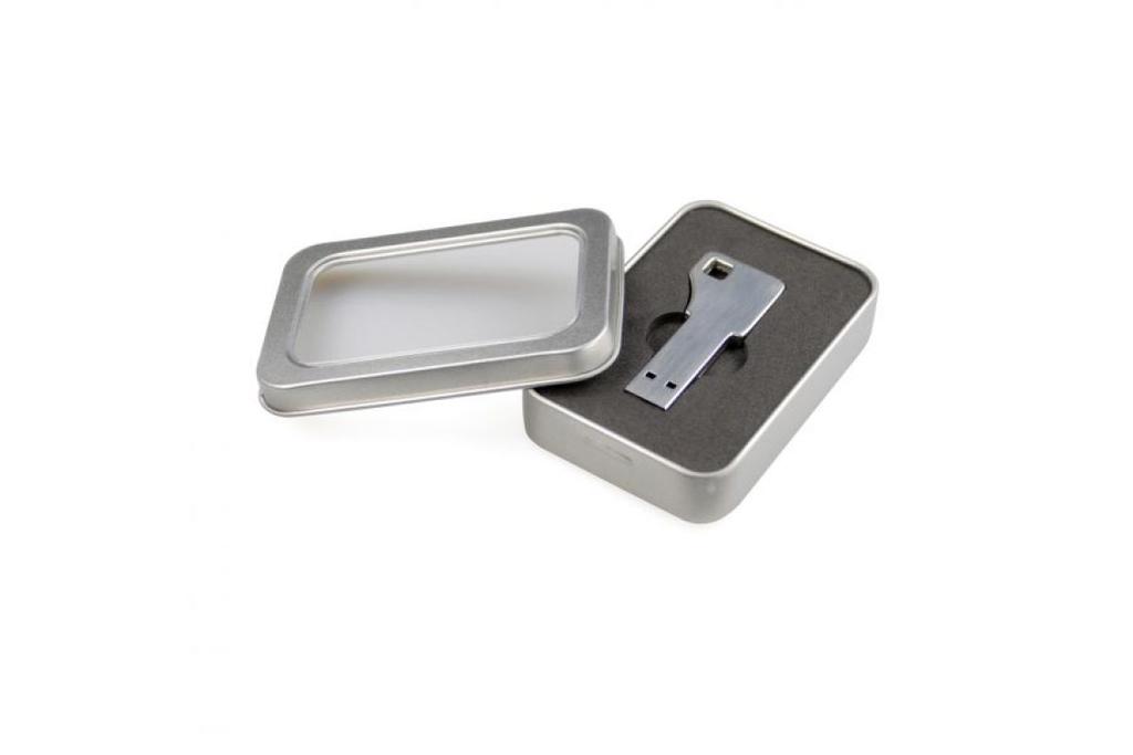 7/20 Tin Box für USB Key attraktive Metallbox mit schwarzem Inlay für USB Schlüssel Werbeartikel optimale Produktpräsentation dank Sichtfenster mit Langzeitnutzen: Box vielseitig