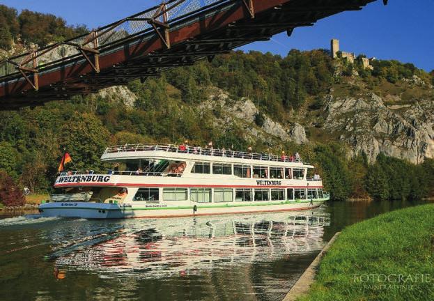 Unsere Schiffe verkehren auf dem Main-Donau-Kanal zwischen der sehenswerten Wittelsbacherstadt Kelheim und der Drei-Burgen-Stadt Riedenburg.