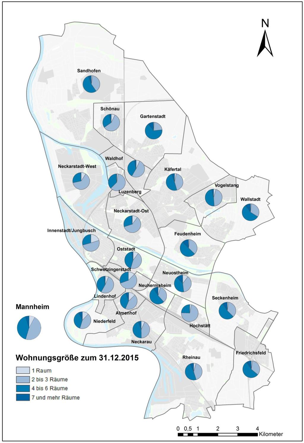 Wohnungsbestand und Wohnungsgröße zum 31.12.