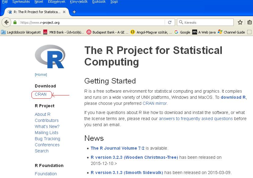 R-Programm installieren Zum Herunterladen von R-Programm tippen Sie die folgende Adresse an und geben Sie Enter. www.r-project.