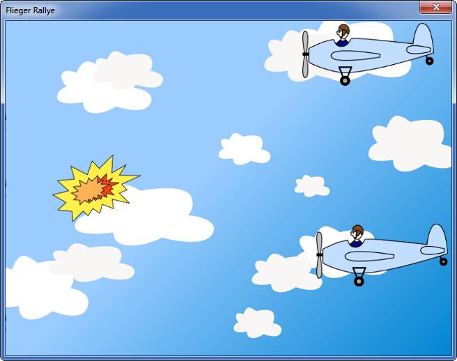 4 Übungen 4 Übungen 4.1 Flieger Rallye In diesem Spiel fliegt der Spieler im Gegenverkehr und muss den Entgegenkommenden Flugzeugen ausweichen.