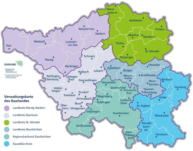 DER LANDKREIS NEUNKIRCHEN GEOGRAFISCHE UND POLITISCHE STRUKTUR Kreisstadt: Neunkirchen Stadt: Ottweiler (Sitz der Kreisverwaltung) Gemeinden: