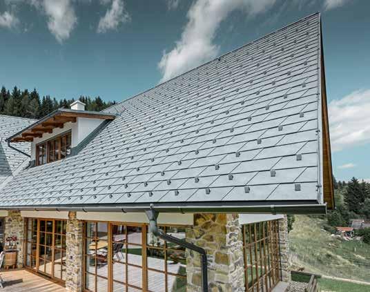 10 Oberflächenbeschichtung verleiht dem Dach sowie der Fassade eine matte, elegante Struktur.