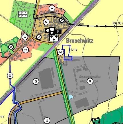 2. Entwurf zum Flächennutzungsplan Stadt Landsberg 2 1 Braschwitz Mägdeberge - Gewerbegebiet Ministerium für Landesentwicklung und Verkehr (MLV) vom 29.07.