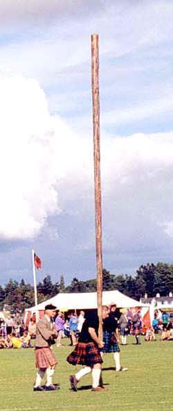 5 Heavyweights Tossing the Caber Ein 4,5 bis 5,7 m langer Telefon-Mast (Gewicht 30-60kg) wird aus der senkrechten Position so geworfen, dass er sich einmal