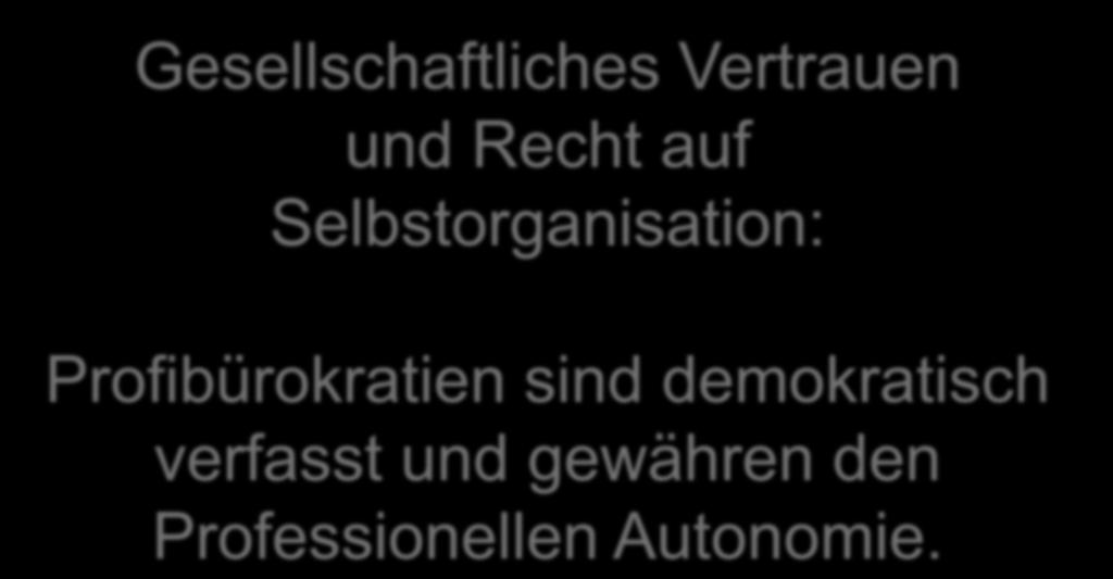 Vertrauen und Recht auf Selbstorganisation: Profession Profibürokratien sind demokratisch