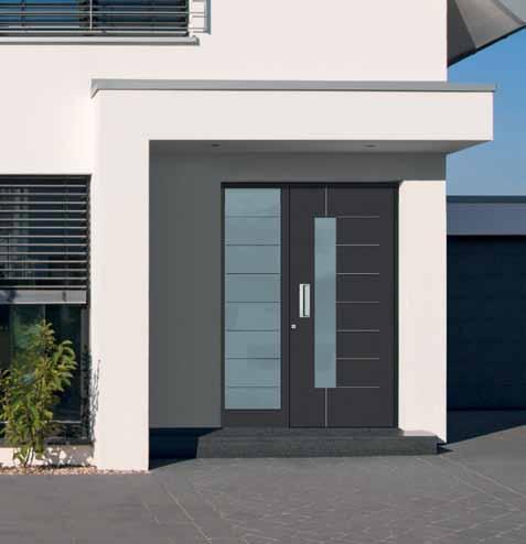 Instandhaltungskosten schwer entflammbar hohe Stabilität pflegeleicht große Farbauswahl wärmegedämmte Aluminiumprofilserie für Haustüren mit einer Systembautiefe von 72 mm Ästhetische