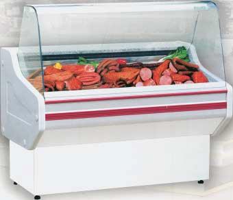 Kühltheken Pro-Line mit gekühltem Unterbau Gebogene Scheibe, stille Kühlung +3 C bis +8 C, steckerfertig 230