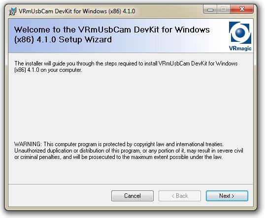 com/de/imaging/downloads/ kann die aktuellste Version (VRmUsbCam DevKit for Windows X86 x.x Package) heruntergeladen werden.