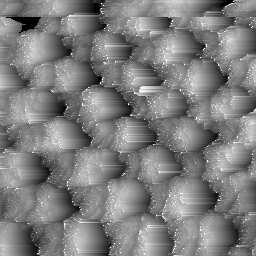 4 Untersuchung einer Graphitprobe Abbildung : Oberfläche des Gold-Nanogrids, 568 nm 568 nm Tunnelstrom in na.5.5 -.